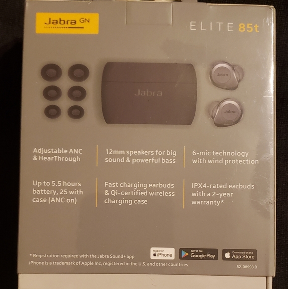 JABRA Elite 85t Wireless Bluetooth Noise Cancelling Earbuds TITANIUM BLACK - Picture 2 of 5